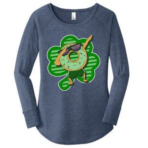 Dabbing Donut St Patricks Day Irishs Shamrock Funny Women's Perfect Tri Tunic Long Sleeve Shirt