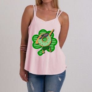 Dabbing Donut St Patricks Day Irishs Shamrock Funny Women's Strappy Tank