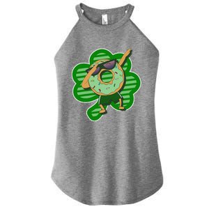 Dabbing Donut St Patricks Day Irishs Shamrock Funny Women's Perfect Tri Rocker Tank