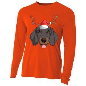 Dachshund Dog Santa Claus Christmas Xmas Reindeer Doxie Gift Cooling Performance Long Sleeve Crew