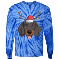 Dachshund Dog Santa Claus Christmas Xmas Reindeer Doxie Gift Tie-Dye Long Sleeve Shirt