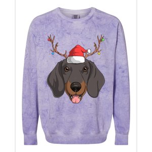 Dachshund Dog Santa Claus Christmas Xmas Reindeer Doxie Gift Colorblast Crewneck Sweatshirt