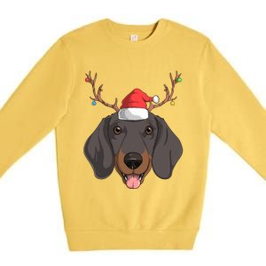 Dachshund Dog Santa Claus Christmas Xmas Reindeer Doxie Gift Premium Crewneck Sweatshirt