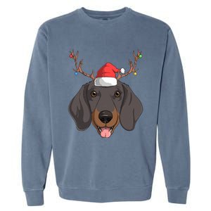 Dachshund Dog Santa Claus Christmas Xmas Reindeer Doxie Gift Garment-Dyed Sweatshirt