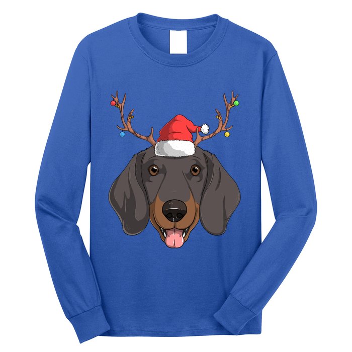 Dachshund Dog Santa Claus Christmas Xmas Reindeer Doxie Gift Long Sleeve Shirt