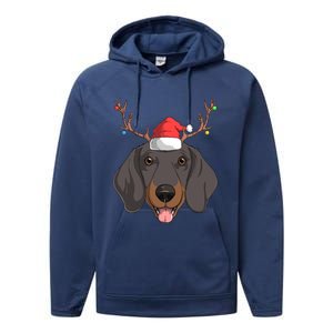 Dachshund Dog Santa Claus Christmas Xmas Reindeer Doxie Gift Performance Fleece Hoodie