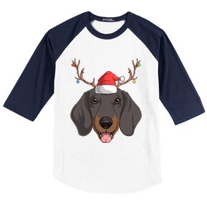 Dachshund Dog Santa Claus Christmas Xmas Reindeer Doxie Gift Baseball Sleeve Shirt