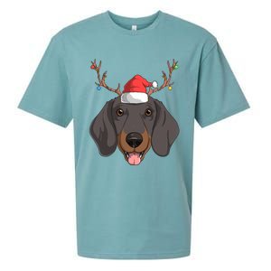 Dachshund Dog Santa Claus Christmas Xmas Reindeer Doxie Gift Sueded Cloud Jersey T-Shirt