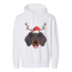 Dachshund Dog Santa Claus Christmas Xmas Reindeer Doxie Gift Garment-Dyed Fleece Hoodie