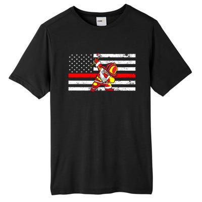 Distressed Dabbing Santa Meaningful Gift Thin Red Line Firefighter Cool Gift Tall Fusion ChromaSoft Performance T-Shirt