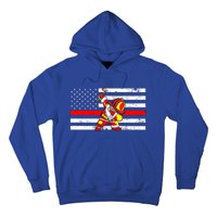 Distressed Dabbing Santa Meaningful Gift Thin Red Line Firefighter Cool Gift Hoodie