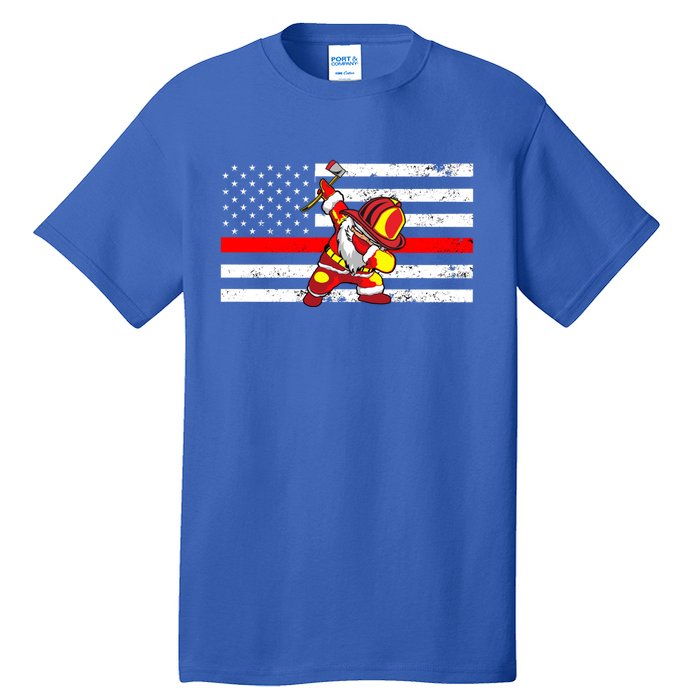 Distressed Dabbing Santa Meaningful Gift Thin Red Line Firefighter Cool Gift Tall T-Shirt