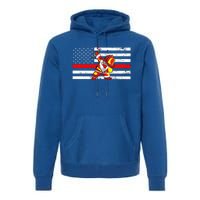 Distressed Dabbing Santa Meaningful Gift Thin Red Line Firefighter Cool Gift Premium Hoodie