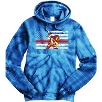 Distressed Dabbing Santa Meaningful Gift Thin Red Line Firefighter Cool Gift Tie Dye Hoodie