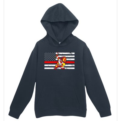 Distressed Dabbing Santa Meaningful Gift Thin Red Line Firefighter Cool Gift Urban Pullover Hoodie