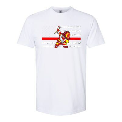 Distressed Dabbing Santa Meaningful Gift Thin Red Line Firefighter Cool Gift Softstyle CVC T-Shirt