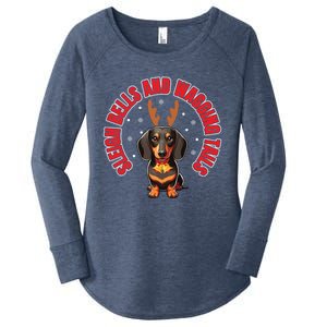 Dachshund Dog Santa Doxie Lover Xmas Dachshund Christmas Gift Women's Perfect Tri Tunic Long Sleeve Shirt