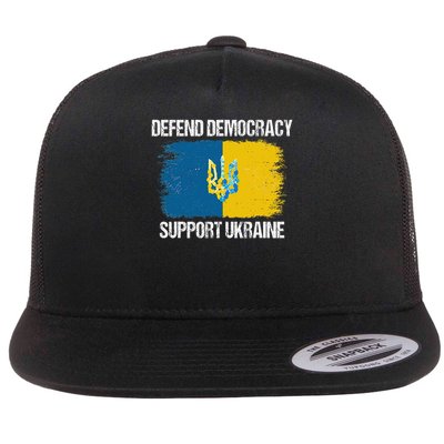 Defend Democracy Support Ukraine Stand With Zelensky Peace 2 Flat Bill Trucker Hat
