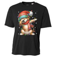 Dabbing Dog Santa Hat Christmas Lights Cooling Performance Crew T-Shirt