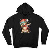 Dabbing Dog Santa Hat Christmas Lights Hoodie