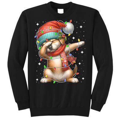 Dabbing Dog Santa Hat Christmas Lights Sweatshirt