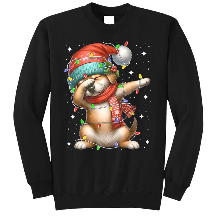 Dabbing Dog Santa Hat Christmas Lights Sweatshirt