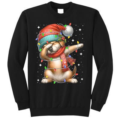 Dabbing Dog Santa Hat Christmas Lights Tall Sweatshirt