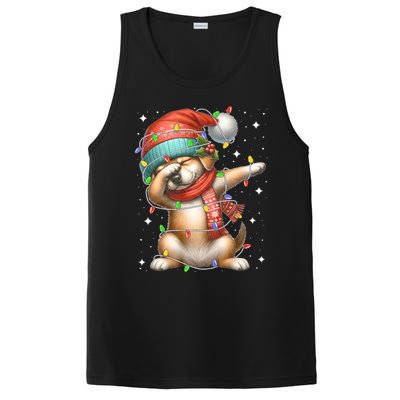 Dabbing Dog Santa Hat Christmas Lights PosiCharge Competitor Tank