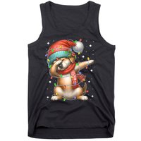 Dabbing Dog Santa Hat Christmas Lights Tank Top