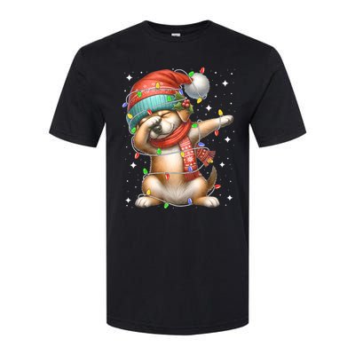 Dabbing Dog Santa Hat Christmas Lights Softstyle CVC T-Shirt