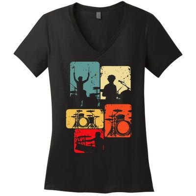 Drummer Drum Sticks Women's V-Neck T-Shirt