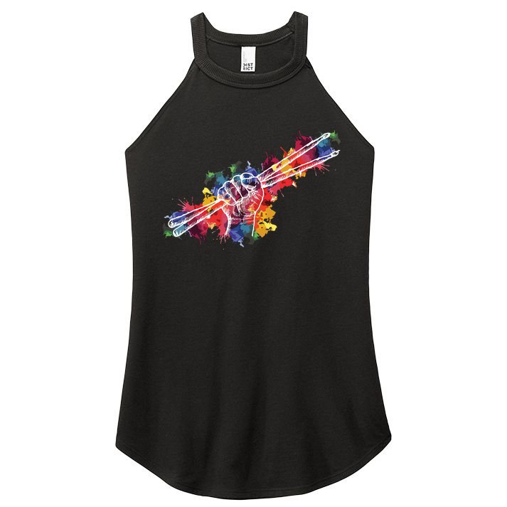 Drummer Drum Set Drumsticks Women's Perfect Tri Rocker Tank