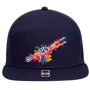 Drummer Drum Set Drumsticks 7 Panel Mesh Trucker Snapback Hat