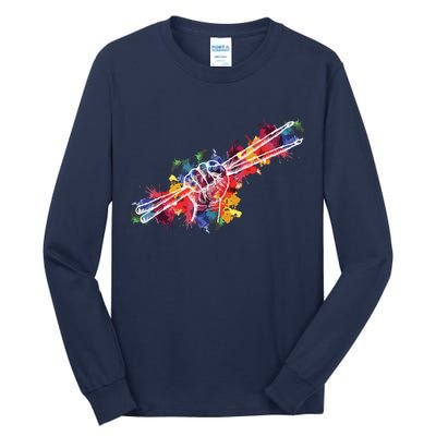 Drummer Drum Set Drumsticks Tall Long Sleeve T-Shirt