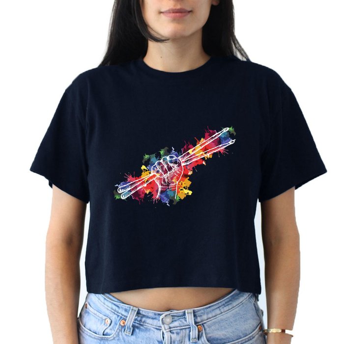 Drummer Drum Set Drumsticks Crop Top