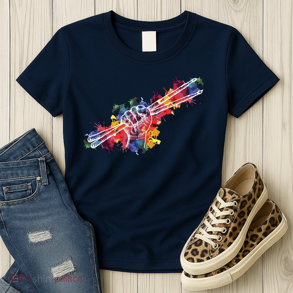 Drummer Drum Set Drumsticks Womens T-Shirt