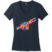 Drummer Drum Set Drumsticks Women's V-Neck T-Shirt