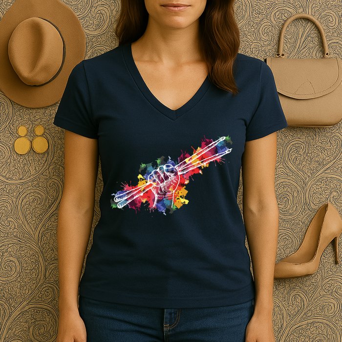 Drummer Drum Set Drumsticks Women's V-Neck T-Shirt