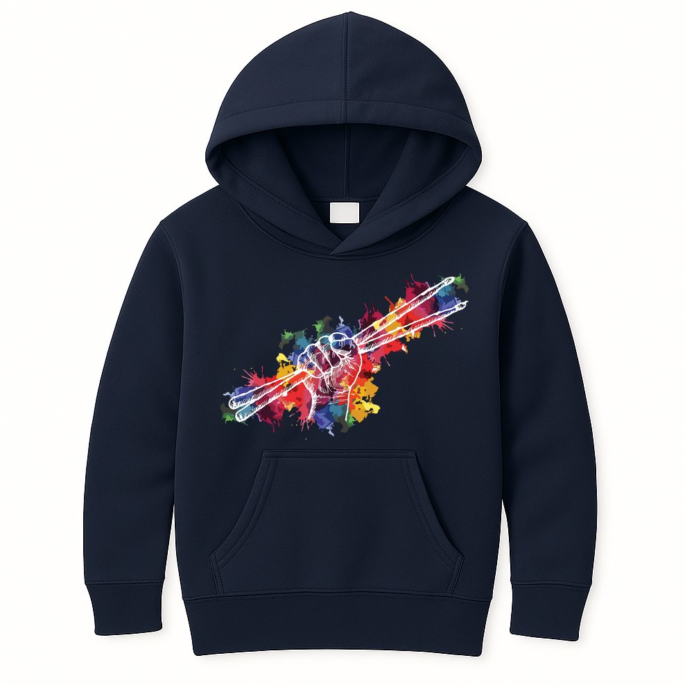 Drummer Drum Set Drumsticks Kids Hoodie