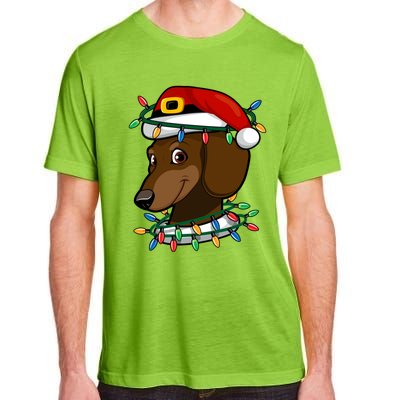 Dachshund Doxie Santa Christmas Pajama Top Xmas Lights Gift Adult ChromaSoft Performance T-Shirt