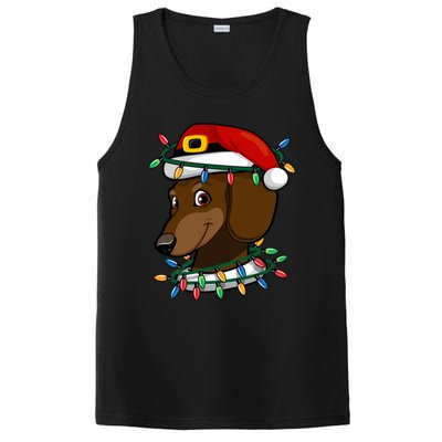 Dachshund Doxie Santa Christmas Pajama Top Xmas Lights Gift PosiCharge Competitor Tank