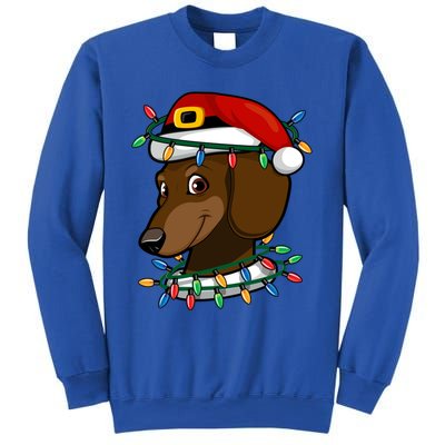 Dachshund Doxie Santa Christmas Pajama Top Xmas Lights Gift Sweatshirt