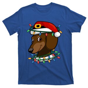 Dachshund Doxie Santa Christmas Pajama Top Xmas Lights Gift T-Shirt