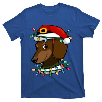 Dachshund Doxie Santa Christmas Pajama Top Xmas Lights Gift T-Shirt