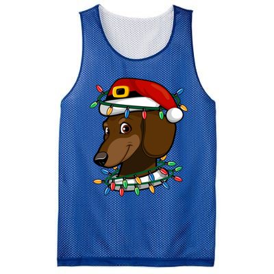 Dachshund Doxie Santa Christmas Pajama Top Xmas Lights Gift Mesh Reversible Basketball Jersey Tank