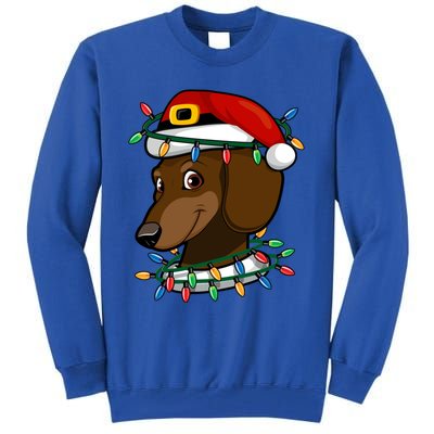 Dachshund Doxie Santa Christmas Pajama Top Xmas Lights Gift Tall Sweatshirt