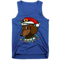 Dachshund Doxie Santa Christmas Pajama Top Xmas Lights Gift Tank Top