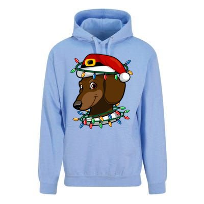 Dachshund Doxie Santa Christmas Pajama Top Xmas Lights Gift Unisex Surf Hoodie