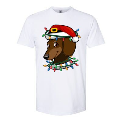 Dachshund Doxie Santa Christmas Pajama Top Xmas Lights Gift Softstyle CVC T-Shirt