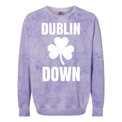 Dublin Down St Patricks Day Clover Colorblast Crewneck Sweatshirt